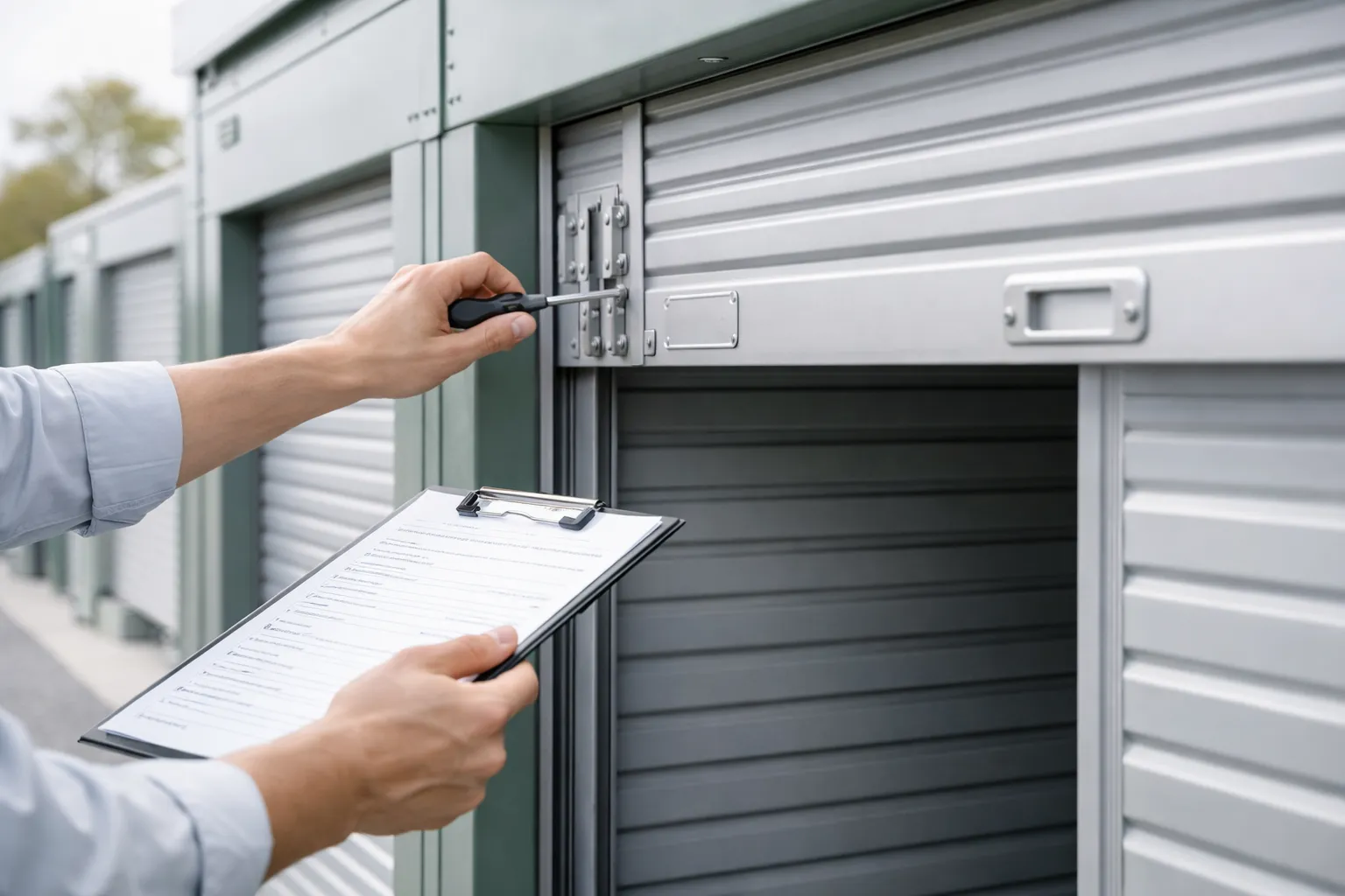 コンテナのメンテナンス作業風景の写真