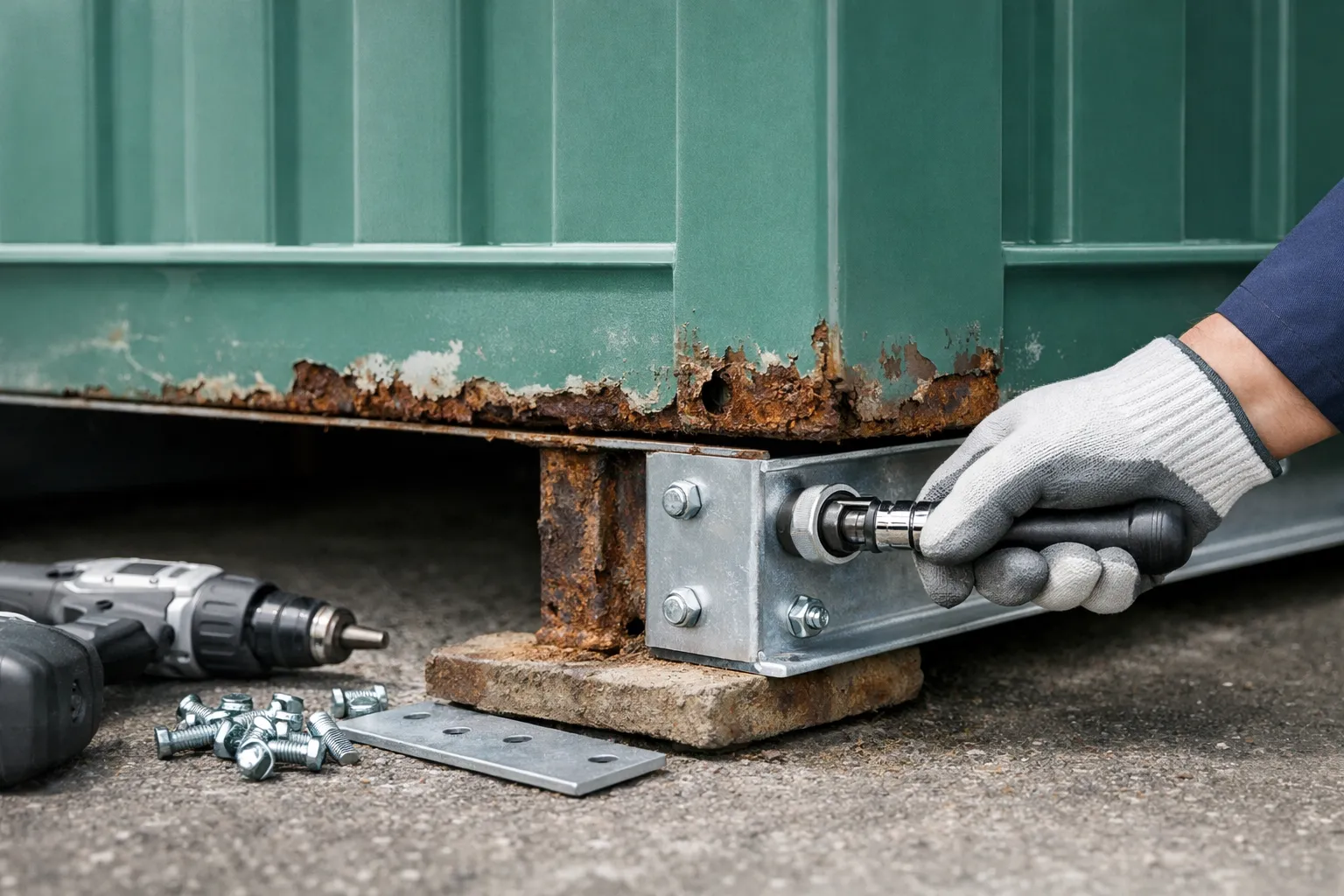 コンテナ傾き調整